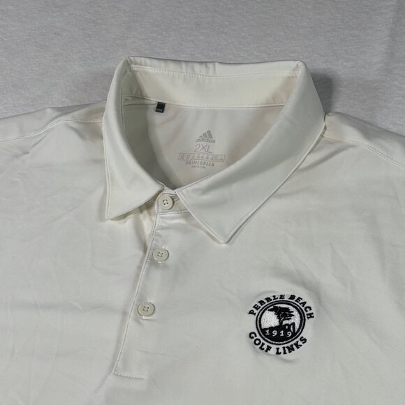 Pebble Beach Golf Links Polo Shirt Adidas Golf White Short Sleeve Men XXL/ 2XL - Picture 1 of 8